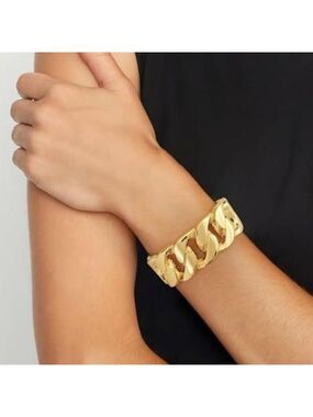 Chunky Gold Tone Bangle Bracelets for Women Thick Wide Hinged Cuff Bracelet